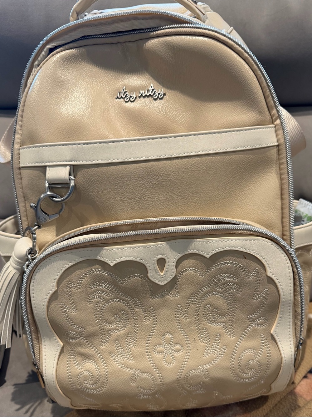 Itzy Ritzy Boss Plus Large Diaper Bag Backpack – Vanilla Latte